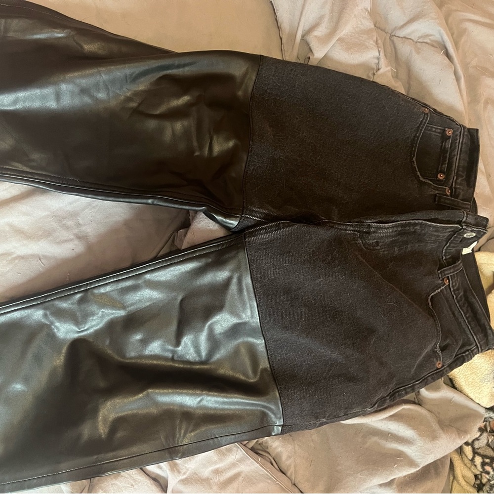 Abercrombie leather and denim pants